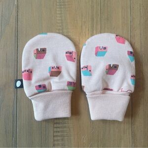 Oeuf Baby Mittens Pink Houses Pima Cotton Infant Winter